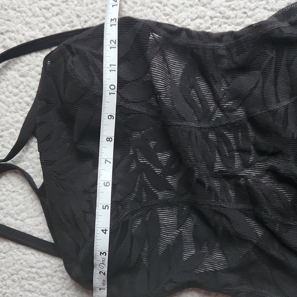 ROBIN PICCONE Sexy Black Tropical Leaf Pattern Sheer Stomach One-Piece Swimsuit - Picture 6 of 7